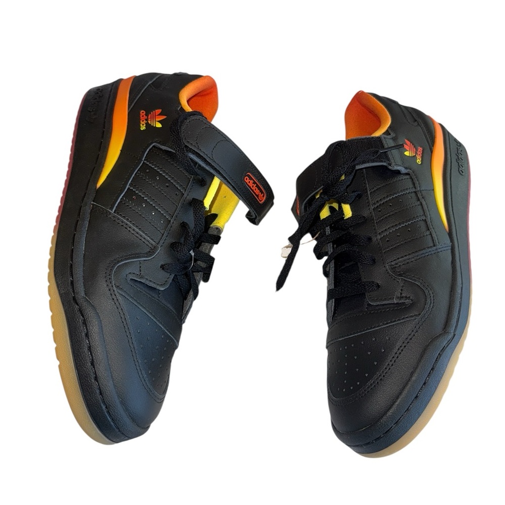 NWT adidas Originals  Forum Low Sneaker, Core Black/Core Black/Seismic Orange - Picture 8 of 10